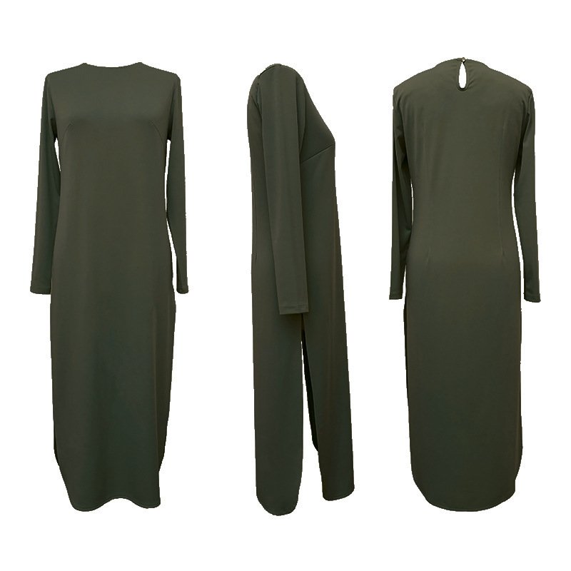 Modest Maxi Dress Set for Muslim Women – Elegant Long Sleeve Two-Piece Outfit - Image 3