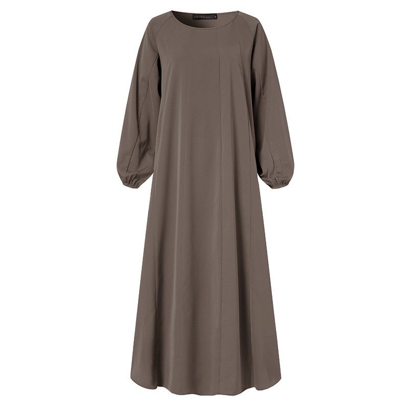 Temperament Commute Solid Color Dress Islamic Muslim Loose Robe - Image 6