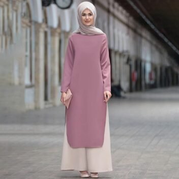 modest maxi dress set for muslim women long sleeve