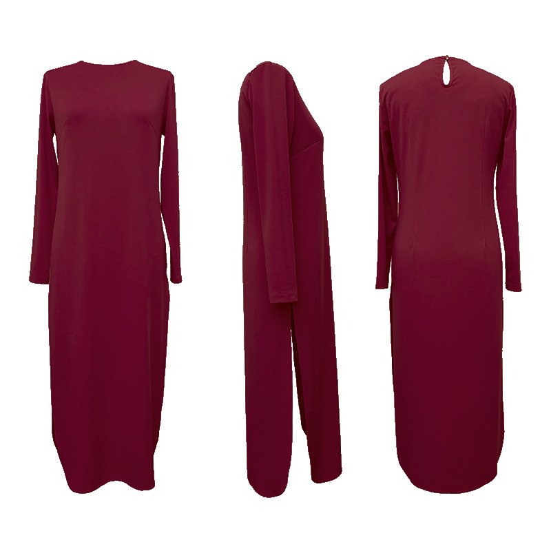 Modest Maxi Dress Set for Muslim Women – Elegant Long Sleeve Two-Piece Outfit - Image 4