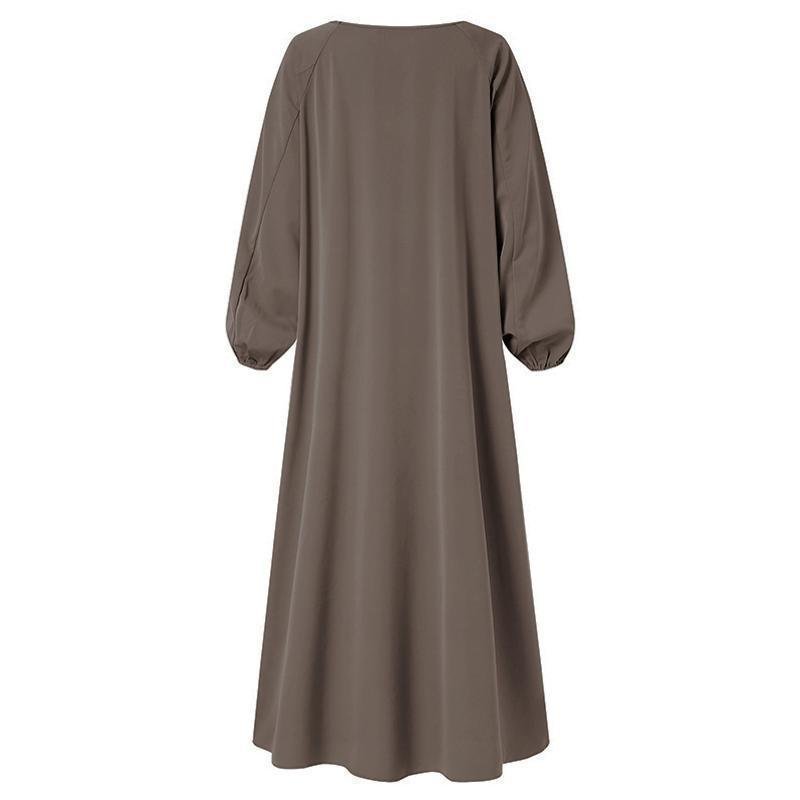 Temperament Commute Solid Color Dress Islamic Muslim Loose Robe - Image 9