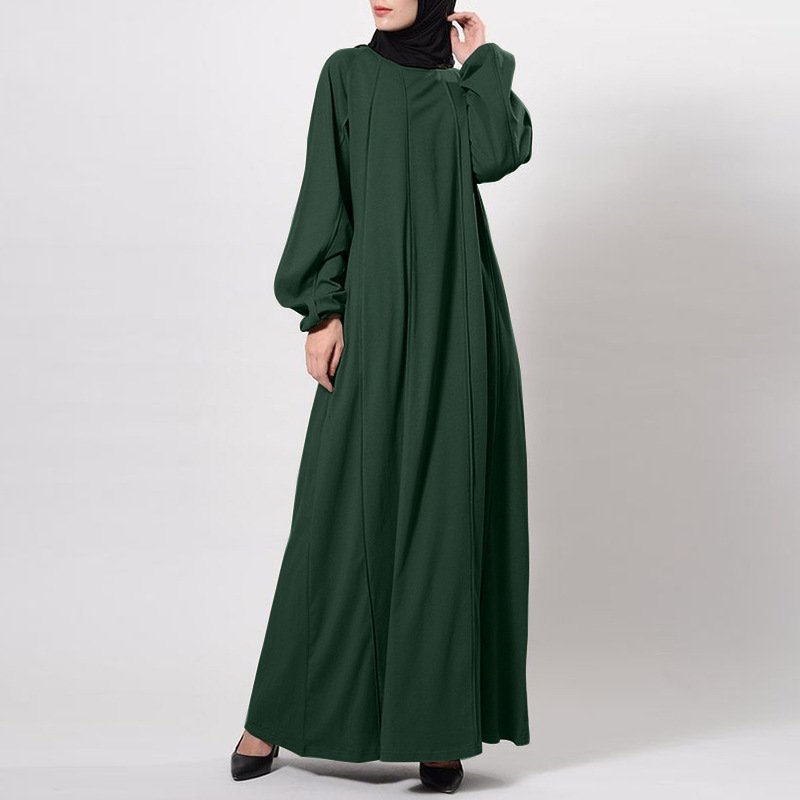 Temperament Commute Solid Color Dress Islamic Muslim Loose Robe - Image 5