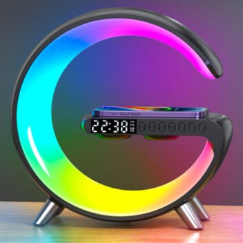 G shaped LED lamp bluetooth speaker wireless charger